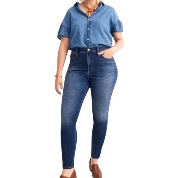 Madewell 9" High-Rise Skinny Jeans Stretch Cotton Blend Denim Medium Wash 34 - Picture 1 of 16